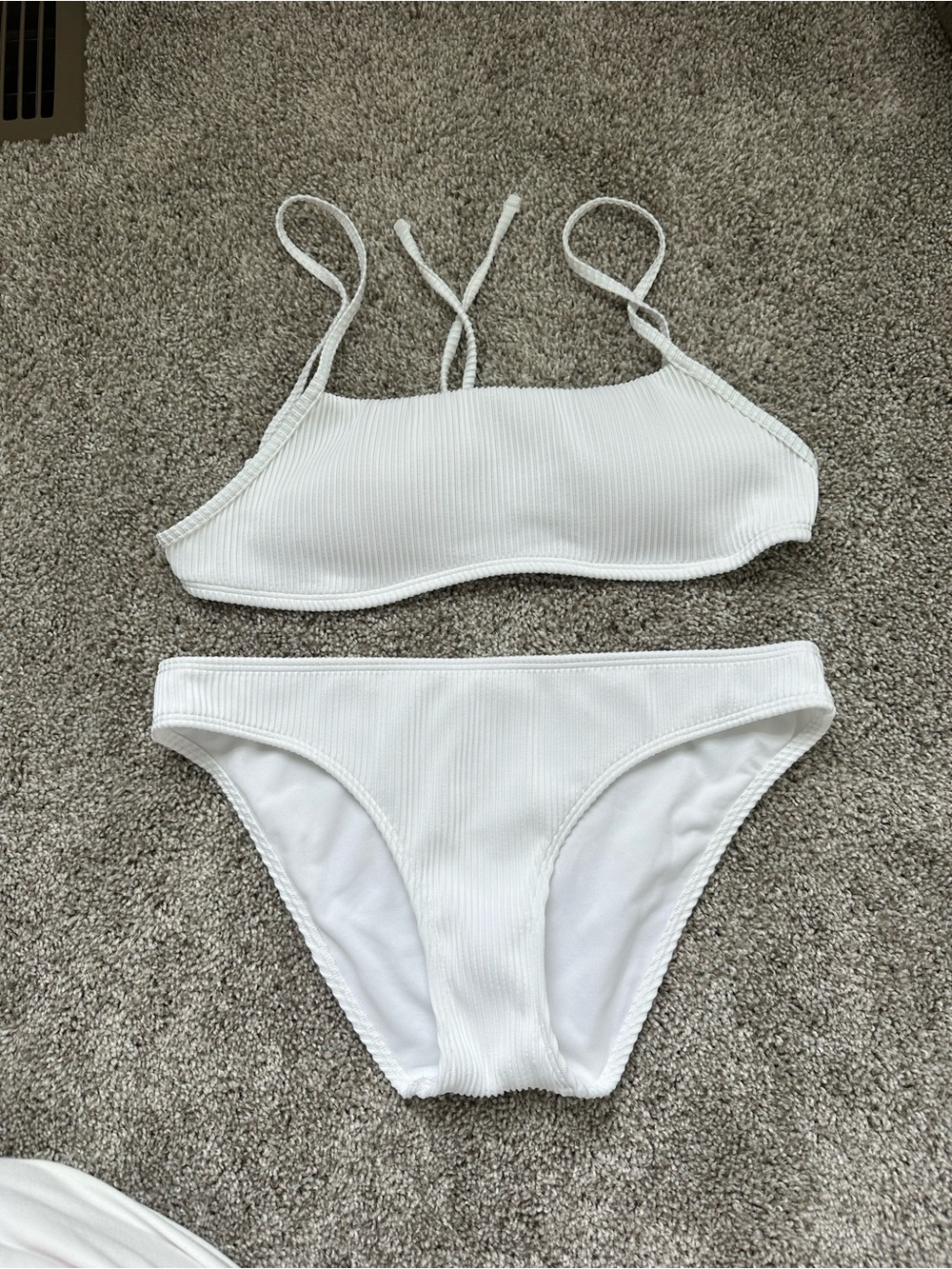 Hollister White Ribbed Bikini Set